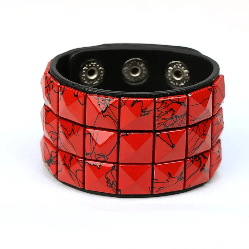 Mode 9 Farben Doppel Gürtel Leder Handgelenk Freundschaft Große Breite Armband Für Männlich Weiblich Schnalle Vintage Punk Schmuck
