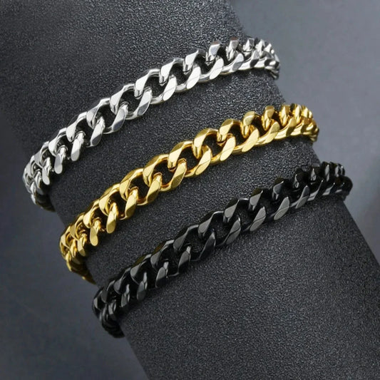 Mode Edelstahl Männer Curb Kubanischen Kette Armbänder Frauen Armband auf Hand für Paar Unisex Handgelenk Hand Schmuck