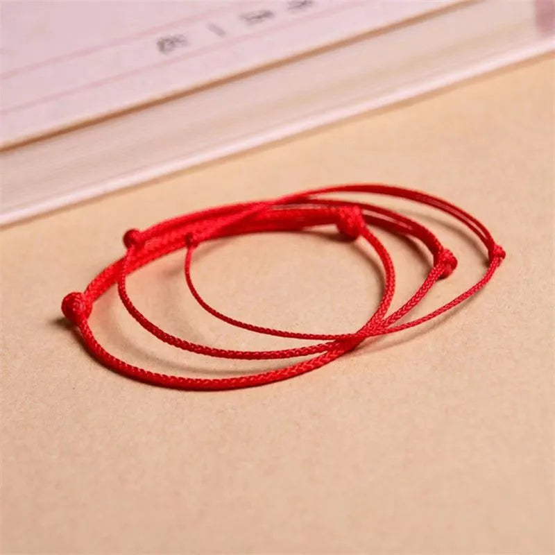 Handgemachte Rote Glück Knoten Armband Seil Glück Armreif Frauen Liebhaber DIY Beste Freunde Glück Armband Größe Einstellen Drop Shipping