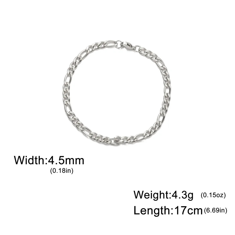 My Shape Mode kubanische Kette Männer Armband Edelstahl 3//9mm Breite Kette Armbänder Figaro Kette Junge Handgelenk Schmuck Paar