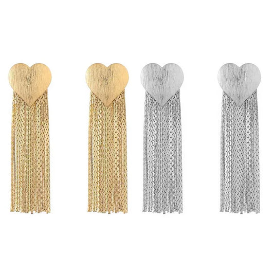 Zhukou Herz Quaste Ohr stecker für Frauen koreanischen Stil Temperament Abendessen Tropfen Ohrringe Modeschmuck Großhandel