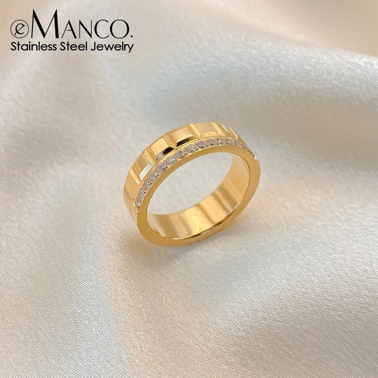 eManco Mode Paar Ringe Trendy Herren Edelstahl Zirkonia Ring Ehering Schmuck Großhandel 48 Stunden Versand