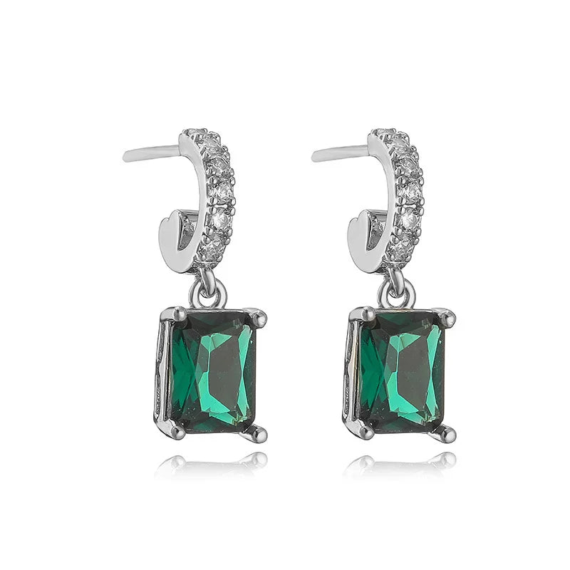 Hecheng, Schmuck Set Frauen Halskette Ohrringe Armband Ring Stud Hoop Tennis Halsreif grünen Stein Herz Hochzeits feier Luxus
