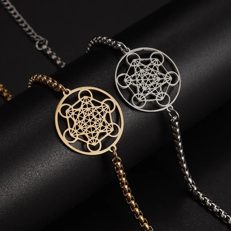 Metatron Würfel Armband Damen Edelstahl Erzengel Tag Armband Herrenmode Heilige Geometrie Amulett Schmuck Geschenk