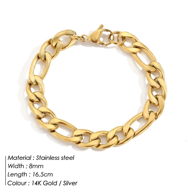 eManco Figaro-Kettenarmband für Damen, Edelstahl, vergoldet, schlichter Handschmuck im Großhandel
