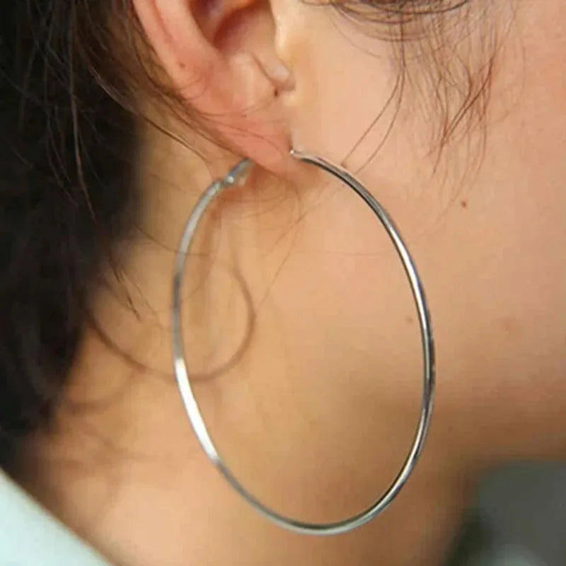 2 Stück 30–100 mm kleine große Kreis-Creolen für Damen und Herren, Edelstahl-Ohrring, Modeschmuck, Geschenk, Nachtclub, DJ