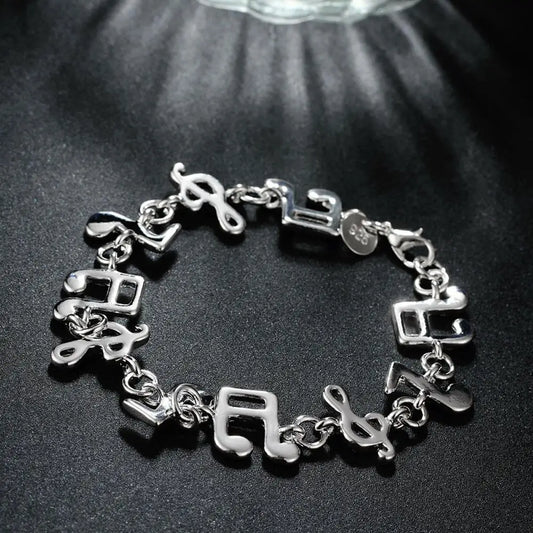 Heiße feine Musiknotenkette aus 925er-Sterlingsilber, Armbänder für Frauen, Hochzeit, Party, Studentin, Weihnachtsgeschenke, Modeschmuck