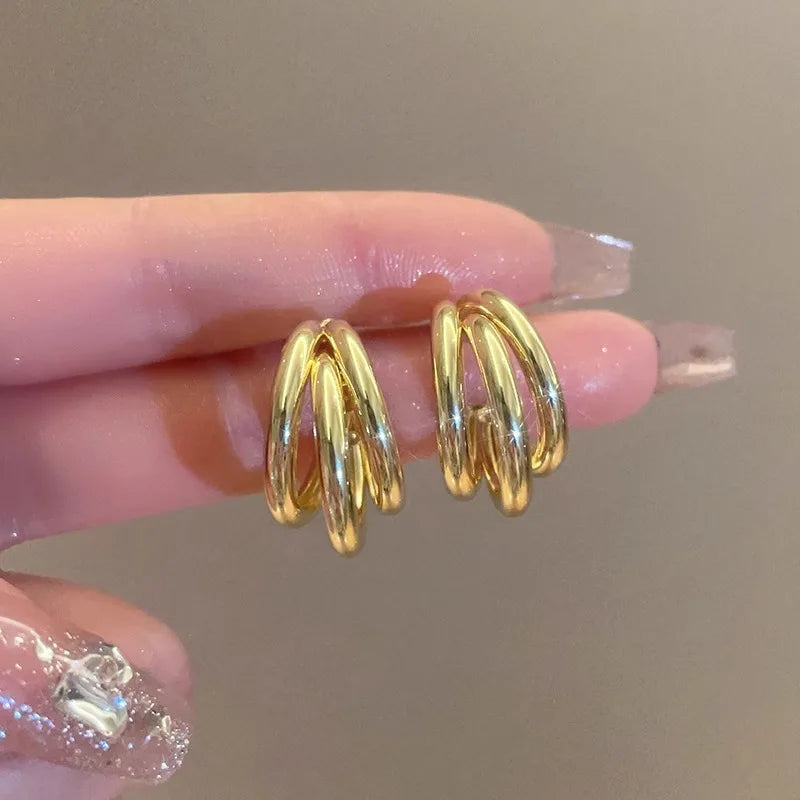 Eleganter goldfarbener Kreis-Creolen-Ohrring für Damen, Metall, elegant, Vintage, geometrisch, Statement-Luxus-Ohrringe, Party-Schmuck, Geschenke