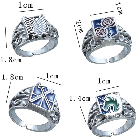 Anime Angriff auf Titan Wings of Liberty Emaille Ring für Frauen Männer Rose Schwert Flagge Finger Metall Ringe Fans Cosplay Partei Schmuck
