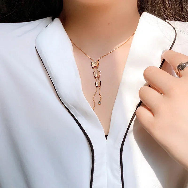 Edelstahl Schmetterling Creolen Für Frauen Schmuck Geschenk Weibliche Lange Quaste Matt Matte Tropfen Ohrringe Koreanische Gesendet Kostenlos