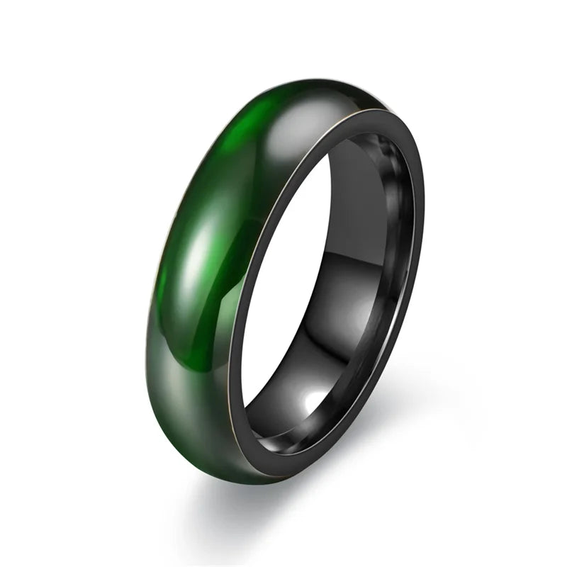 Vintage künstliche grüne Jade Edelstahl Ring für Paare Schmuck kreative glatte Muster Fingerringe Party Schmuck Geschenke
