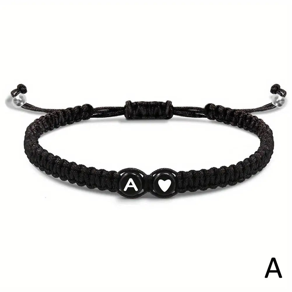 Buchstabe Initiale Herzschnur Armband Handseil gewebtes Armband Freundin Armband Paar Armband A-Z Name geflochtene Armbänder