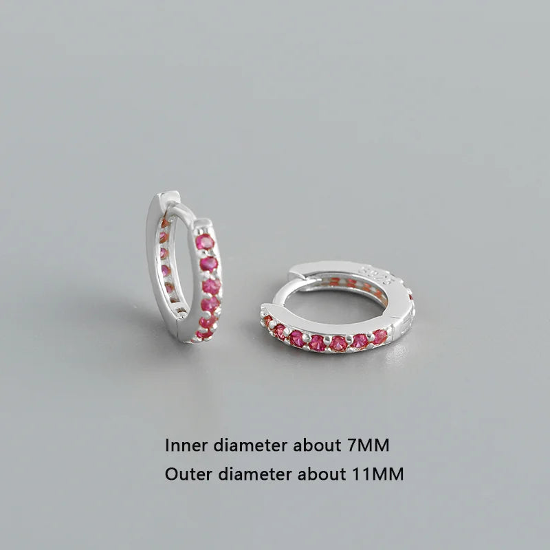 WANTME 925 Sterling Silber Einfache Farbe Zirkon Huggies 8,8mm Ohr Creolen für Frauen Mode Überzogene 18 k Gold Charms schmuck