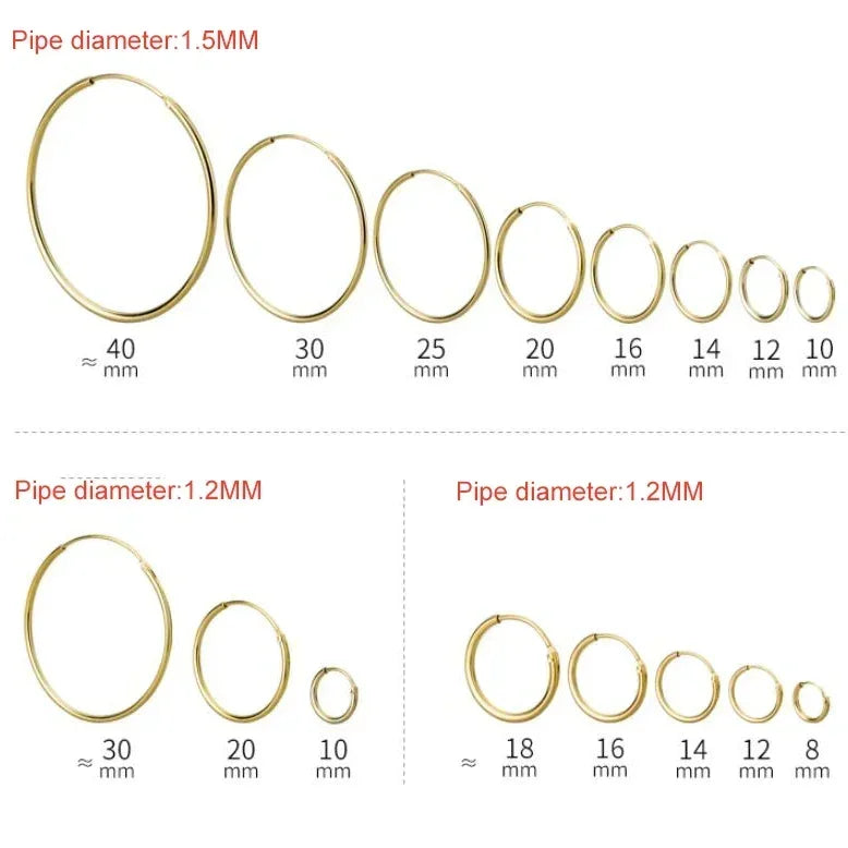 Echtes 925er-Sterlingsilber, 1,2/1,5 mm Drahtdurchmesser, große runde Creolen für Damen, klassischer feiner Schmuck, minimalistische Accessoires