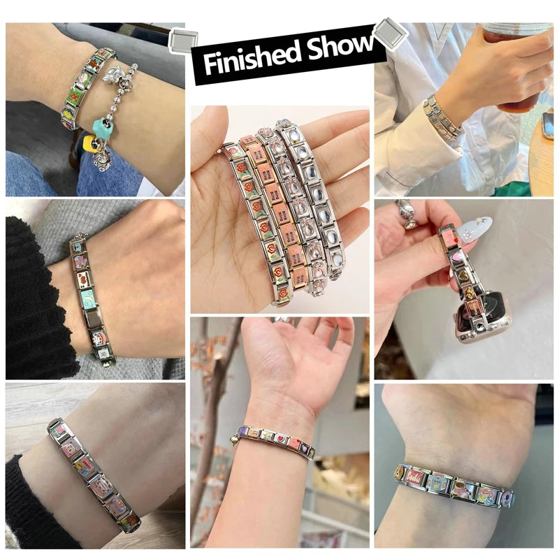 Neue frauen männer Schmuck DIY 9MM Breite Italienische Elastische Charme Armband Einfarbig Edelstahl Mode Armreif