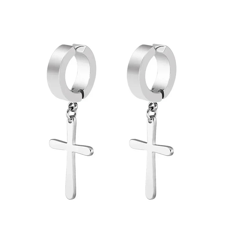 2 Stück Punk Herren Starker Magnet Magnet Ohrstecker Set Nicht Piercing Ohrringe Gefälschte Kreuz Ohrringe Geschenk für Freund Liebhaber Schmuck
