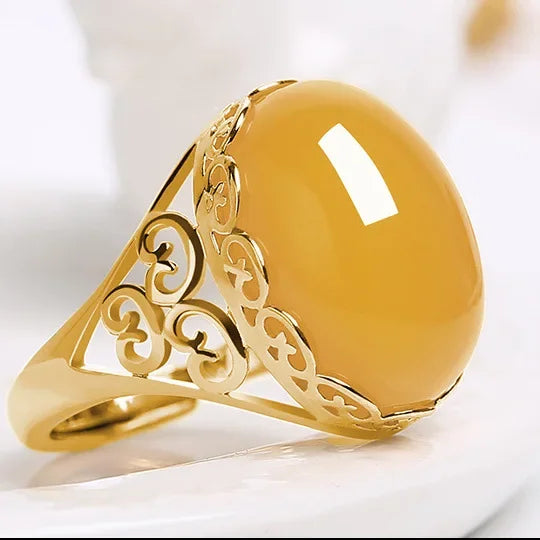 Unisex Ringe ethnischen Stil Nachahmung grüne Chalcedon Ringe für Frauen Temperament Nachahmung Achat rote Farbe Öffnungs ring Anillo