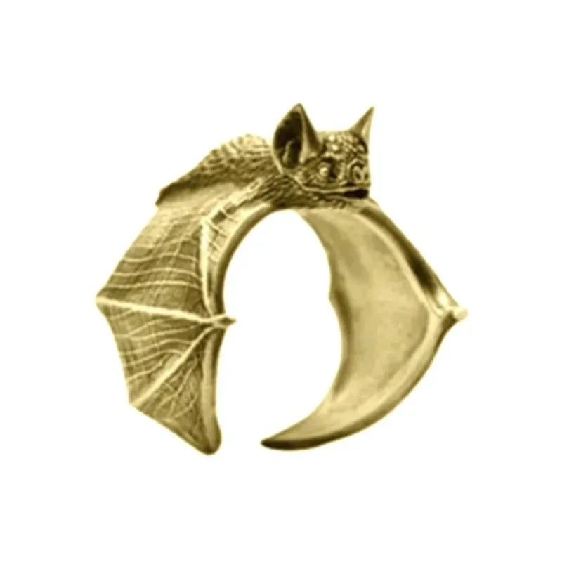 1-teiliger Vintage-Ring für Damen und Herren, Tierringe, Fledermaus, offener verstellbarer Ring für Herren, Halloween-Persönlichkeit, Flügelringe