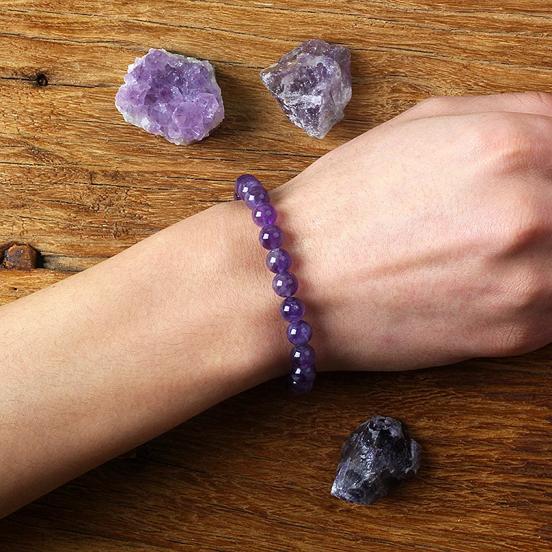 Geniune Amethyst Natur kristall Armband für Frauen Pulsera Amethust Armband aus echten Naturstein perlen Körper reinigung