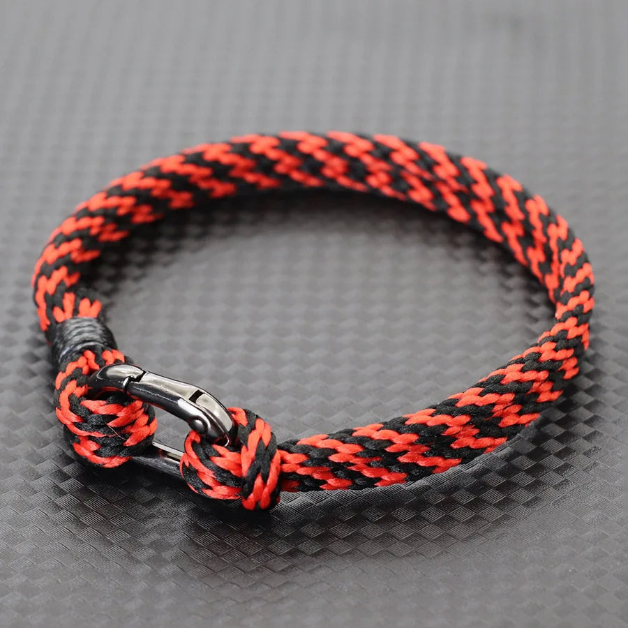 Ethnische handgemachte Seil Armband Männer abnehmbare Bergsteigen Schnalle 4mm Doppelschicht Strand Surfen nautische Wrap Seil Armband