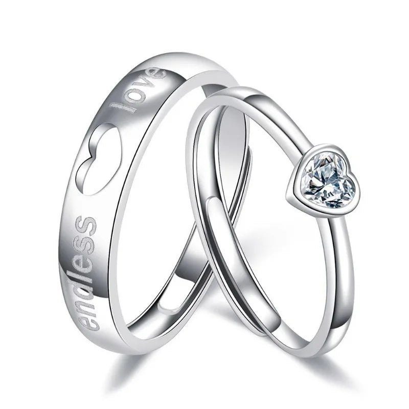 2 Teile/sätze Zirkon Liebe Herz Passenden Paar Ringe Für Immer Endlose Liebe Hochzeit Ring Für Frauen Männer Liebhaber Valentinstag schmuck