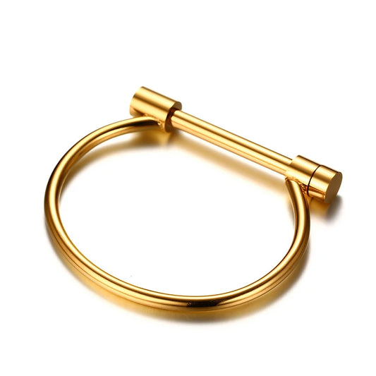 Mkendn Mode Luxus berühmte Marke Schmuck Liebe Schraube Manschette Armband für Frauen Gold Farbe Edelstahl Armbänder & Armreifen