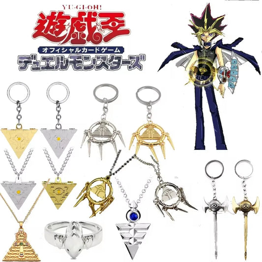 Anime Yu-Gi-Oh Halskette YGO Puzzle YuGiOh Yugi Millennium Pyramide Anhänger Schlüsselanhänger für Frauen Männer Ägyptisches Auge des Horus Schmuck