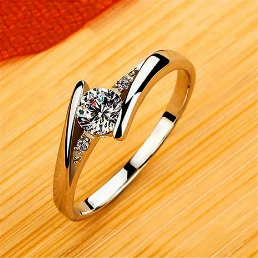 Nette Weibliche Kleine Runde Zirkon Stein Ring Vintage Silber Farbe Hochzeit Schmuck Versprechen Kristall Verlobungsringe Für Frauen
