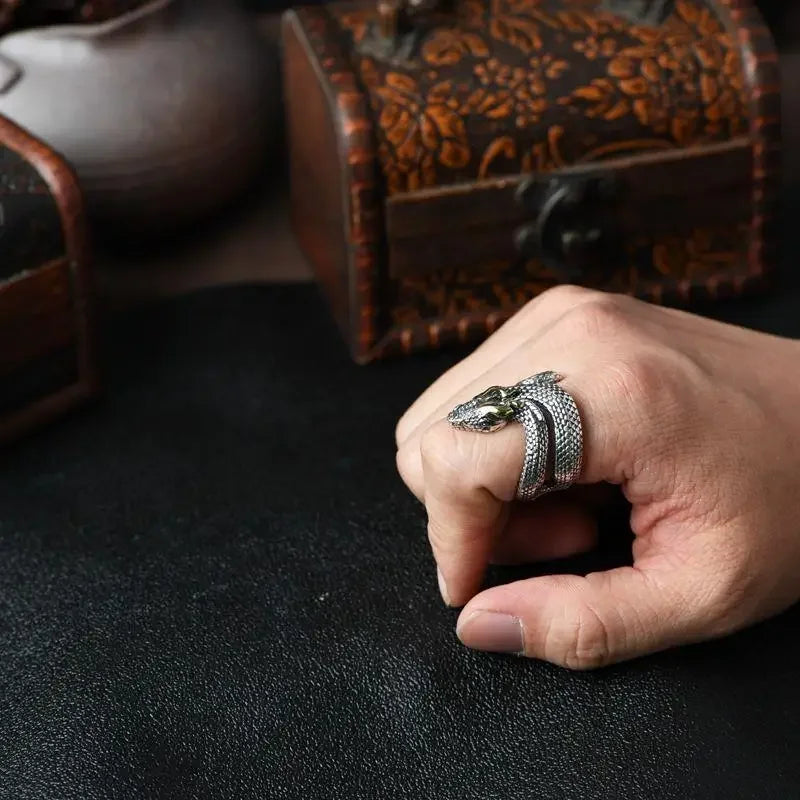 Retro Nordic Riesen Schlange Jormungand Ring für Frauen Männer Silber Farbe Tier Ringe Trendy Schmuck Zubehör