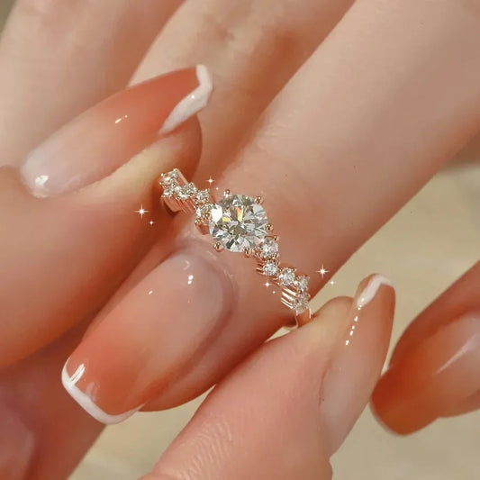 Stern-Verlobungsringe für Frauen, Edelstahl-Ring, Zertifikat, Versprechen, Hochzeitsschmuck, Bague Acier, Inoxydables, Femme Itt