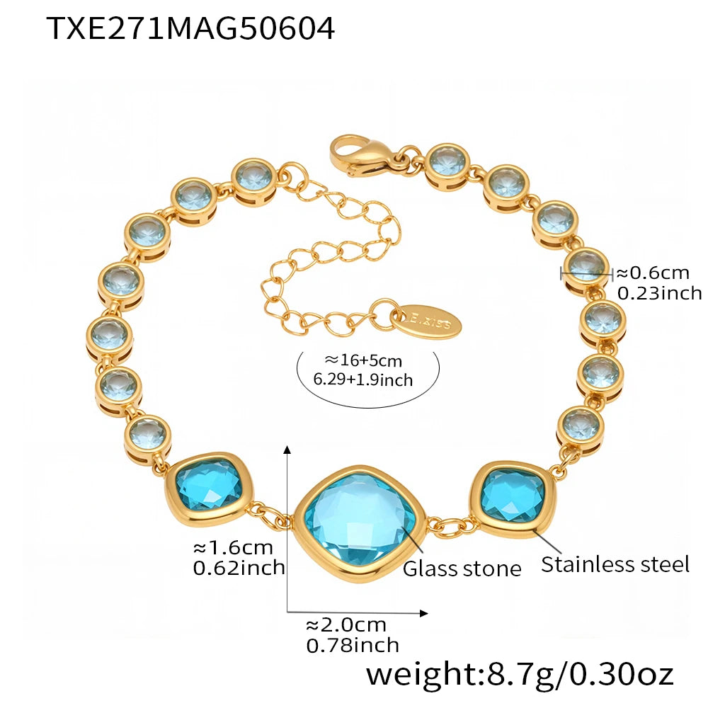 Nivora Hohe Qualität Quadrat Runde Glas Armband Fußkettchen Für Frauen Edelstahl Kette Armband Frauen Hochzeit Engagement Schmuck