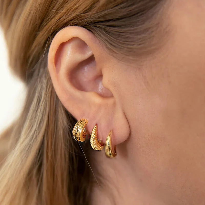 6 teile/satz Edelstahl Minimalistischen Creolen für Frauen Kristall Zirkonia Huggie Kreis Punk Ohrringe Piercing Schmuck Trendy