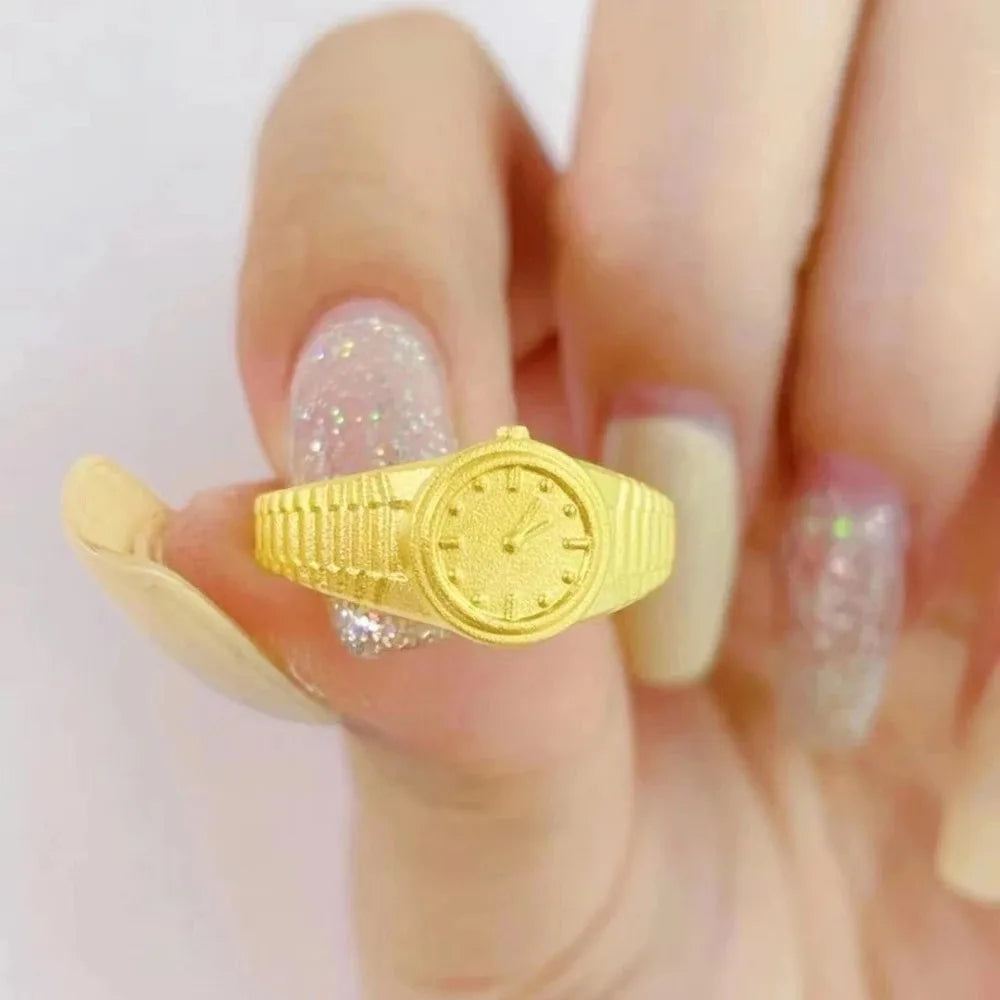 Verlobungsringe für Damen, Edelstahl, Uhrenform, offener Ring, verstellbare Anillos, Ehering, Schmuck, Accessoires, Geschenke