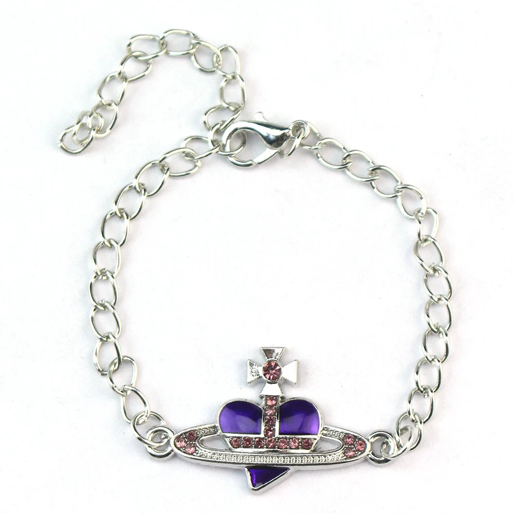 Trendiges Armband Saturn Strass Kristall Planet Saturn Anhänger für Frauen Mode Charm Schmuck Geschenk