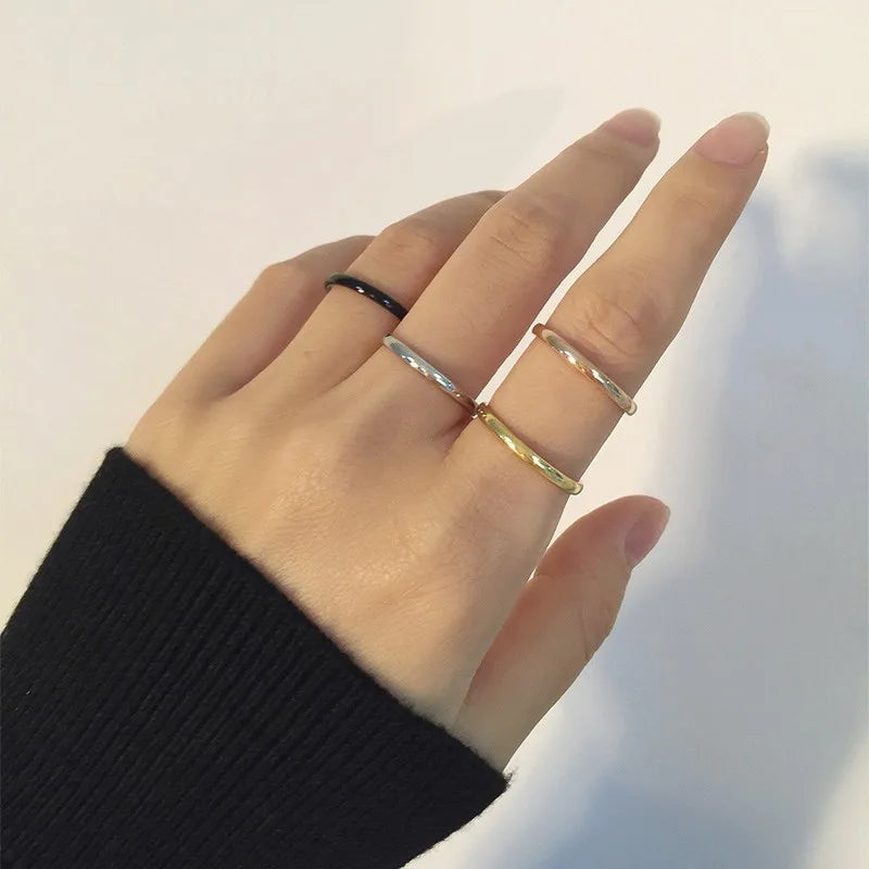 2 mm dünne Ringe für Männer, Frauen, Mädchen, massiver Edelstahl, minimalistischer Ring, eleganter Party-Schwanzring, Paarringe