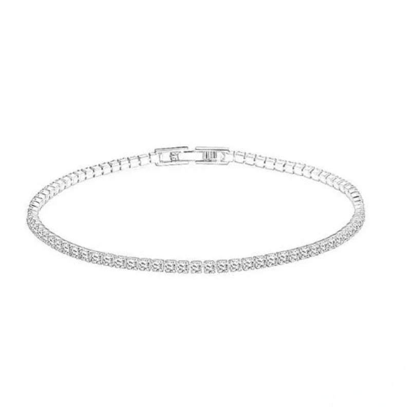 Sterling 925 Silber Schmuck 16 cm bis 19 cm Tennisarmband 2 mm Zirkonia Jubiläumsgeschenk Echtes Sterling Silber Armband