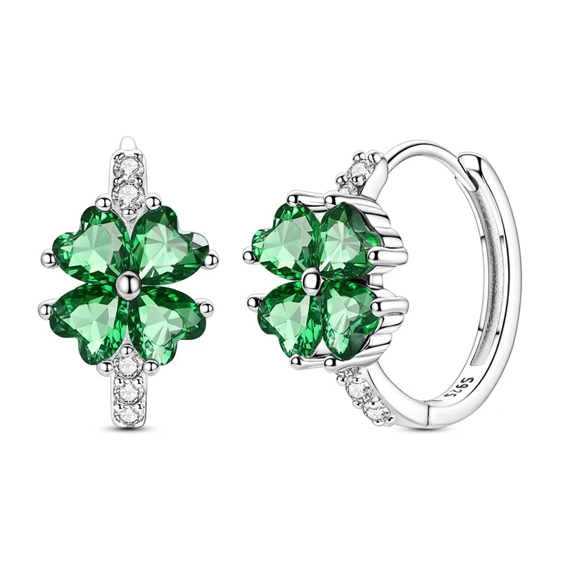 MULA 925 Sterling Silber Klee Vintage Gemusterte Ohr Ohrringe Creolen Für Frau Zirkon Original Pendientes Edlen Schmuck