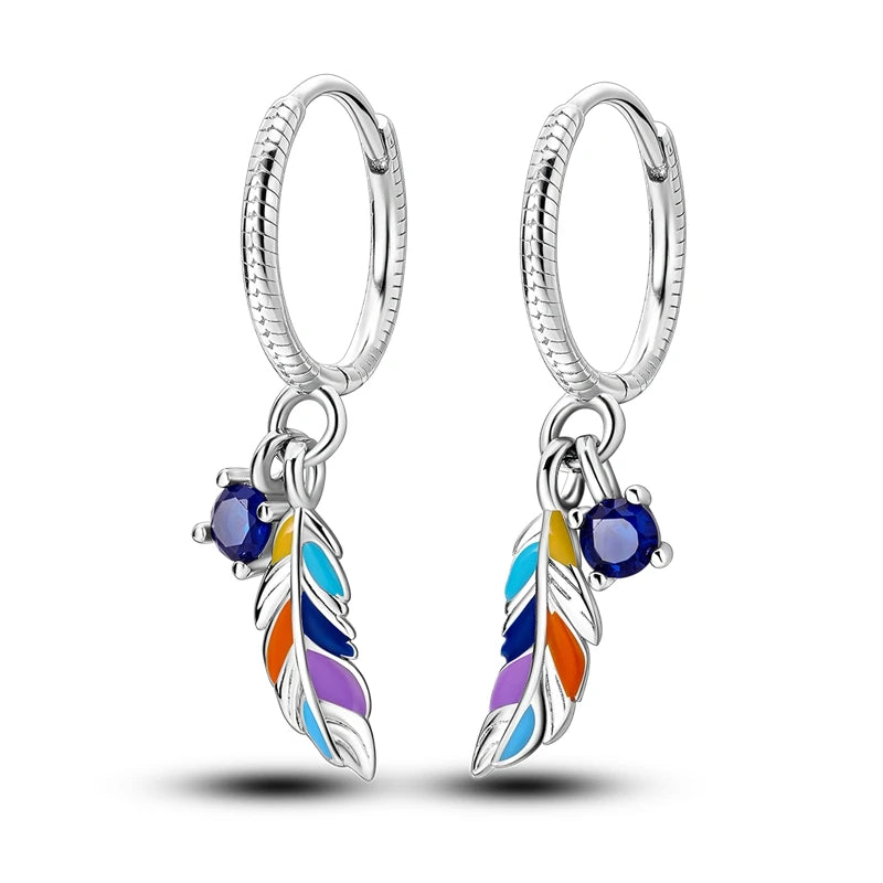 Heißer Verkauf 925 Sterling Silber Original Vielseitige Eardrop Ohrring Stern Mond Klee Creolen Für Frauen Hochzeit Verlobung Geschenk