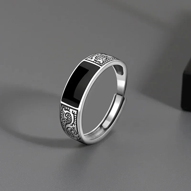 Mode Neue Vintage Drachen Muster Ringe Titan Stahl Öffnung Einstellbare Ringe für Hip Hop Männer Einzigen Party Paar Ringe