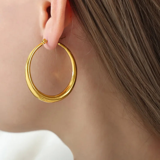 Runde Edelstahl Große Ohrringe für Frauen Hip-Hop Neue Weibliche Creolen Luxus Schmuck Freundin Geschenk Großhandel