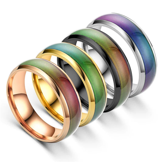 5-Farben-Edelstahl-Ringe mit wechselnder Farbe, Stimmung, Emotion, Gefühl, Temperaturring für Frauen, Männer, Paare, Rington, Schmuck, Geschenk