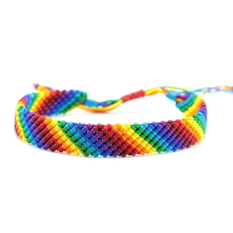 Mode LGBT Armband Männer Frauen Regenbogen Seil Armbänder Handarbeit Gewebte Saiten Ethnische Messing Schmuck Bestie Geschenk Einstellbar