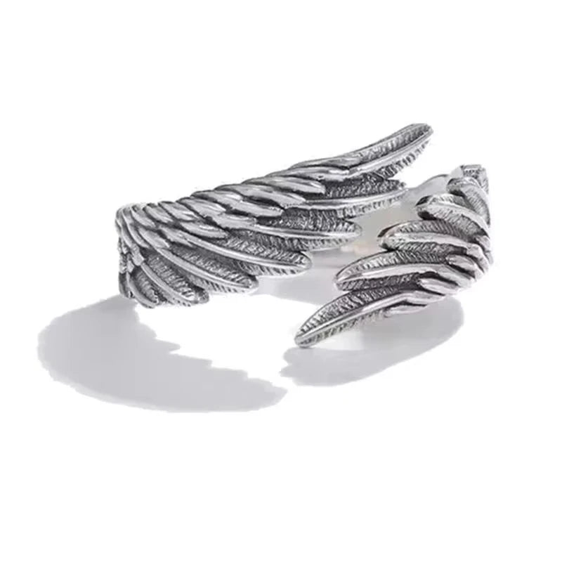FTCY 2 Stück Vintage Engel Teufelsflügel Verstellbare Ringe für Männer Frauen Hip Hop Retro Silber Farbe Paare Ringe Party Geschenke Schmuck