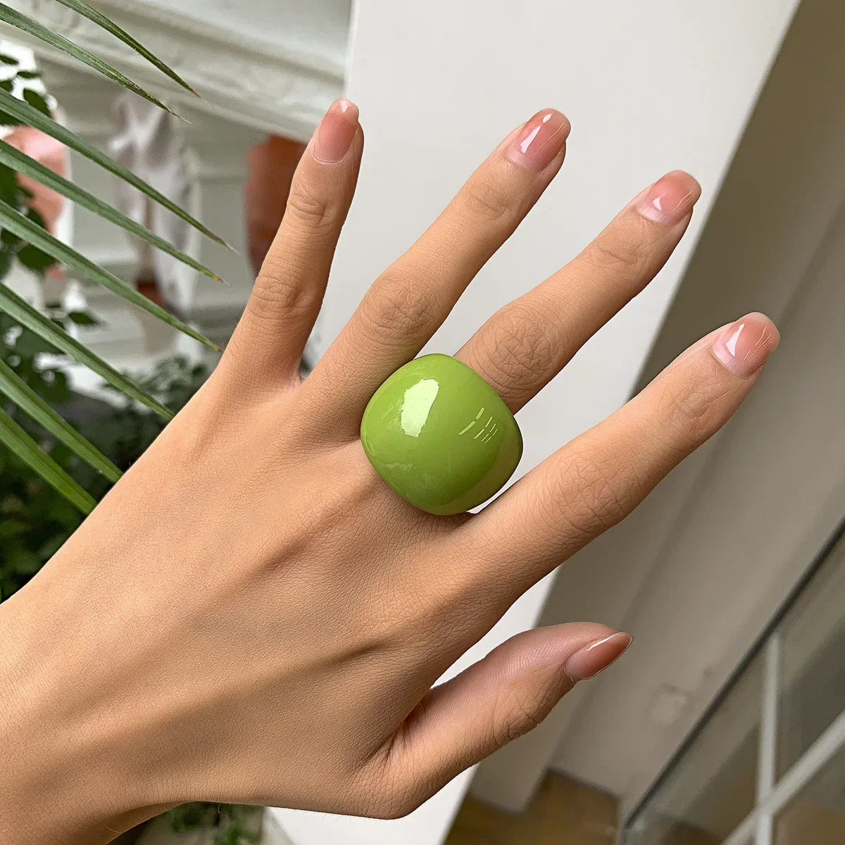 Persönlichkeit Candy Farbe Große Ringe Acryl Geometrische Chunky Ring Mode Frauen Charme Bunte Regenbogen Harz Knuckle Finger Ringe