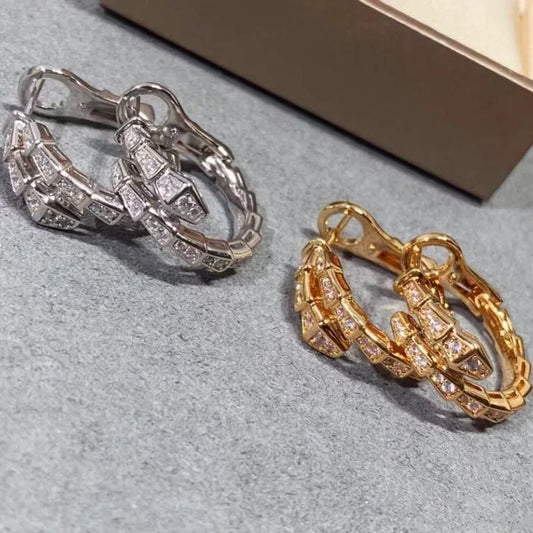 Luxuriöse, modische, super funkelnde Creolen in Schlangenform für Damen, High-End-Design, Sinnlichkeit, Nische, trendige Web-Ohrringe