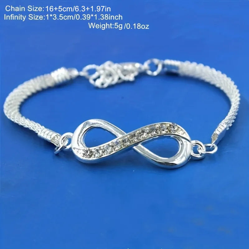 Strass-Unendlichkeitsarmband, Legierungssymbol, Nummer 8, Armband für Damen und Herren, Modeschmuck