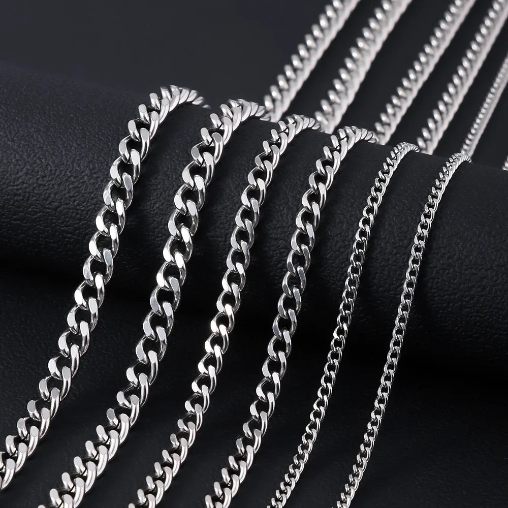 Grundlegende Punk Edelstahl 3,5,7mm Curb Kubanischen Halsketten Für Männer Frauen Schwarz Gold Farbe Link Kette Colliers solide Metall Schmuck