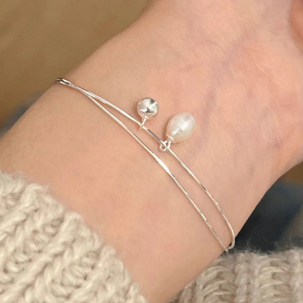 Panjbj sterling silber linie extrem feines armband für frauen lieben haert perle koreanisch ins süßes schmuck geschenk drops hipping