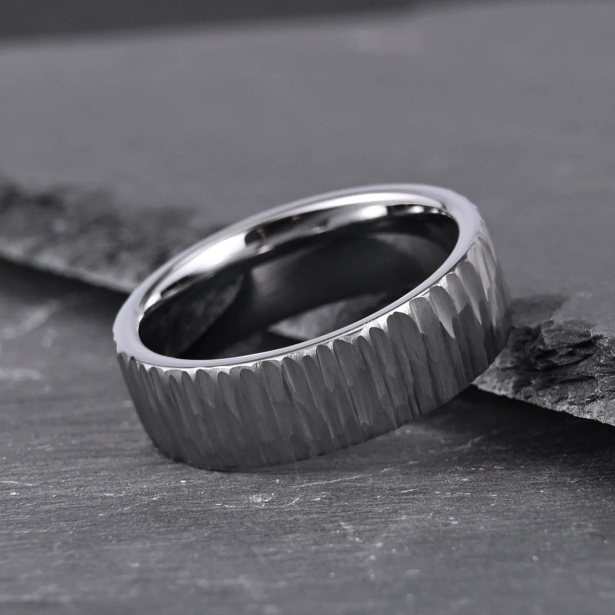 Wolframkarbid-Ring für Herren, 8 mm, silbrige Rinde, strukturiert, Vintage-Paar, Verlobung, Eheringe, geeignet für Party, Jahrestag