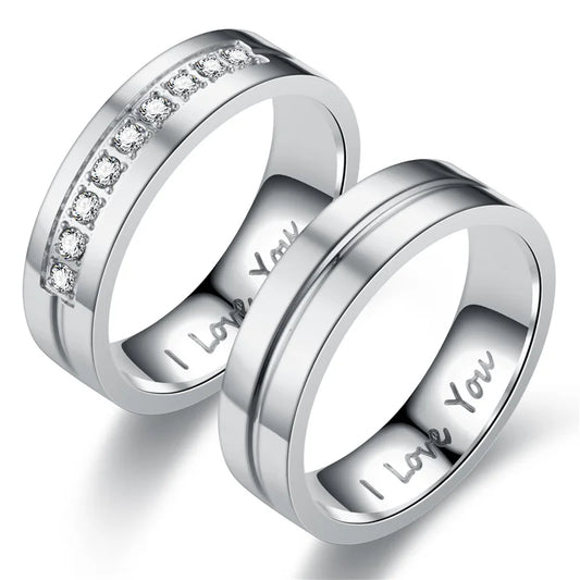 Mode Edelstahl Paar Verlobungsringe für Frauen Männer Kristall ICH LIEBE DICH Ring 2022, Hochzeit Schmuck Zubehör Geschenke
